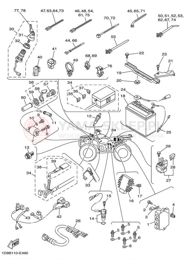 Schemat "układ elektryczny" do Yamaha GRIZZLY 450 HUNTER YFM45FGHW