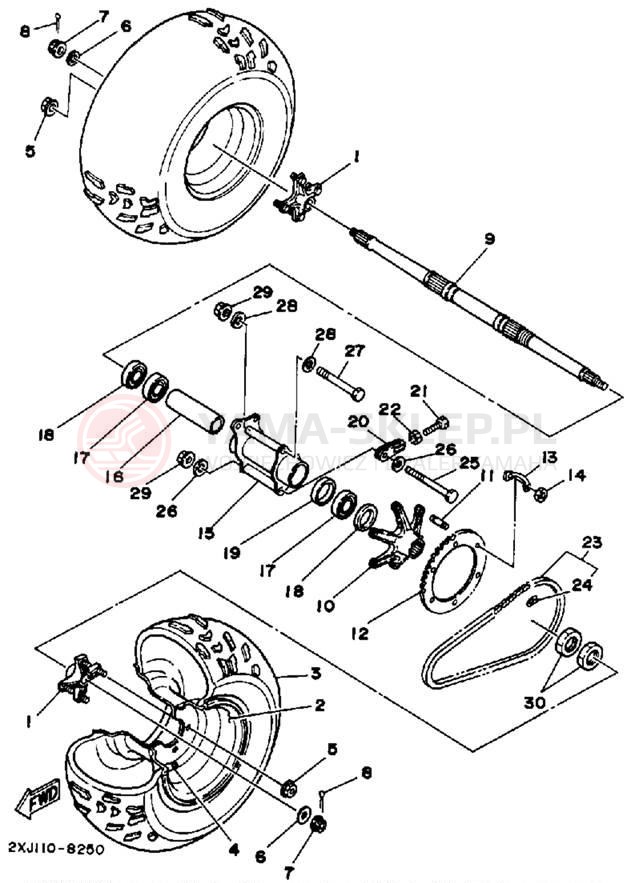 Schemat "Koło tył" do Yamaha BLASTER YFS200A