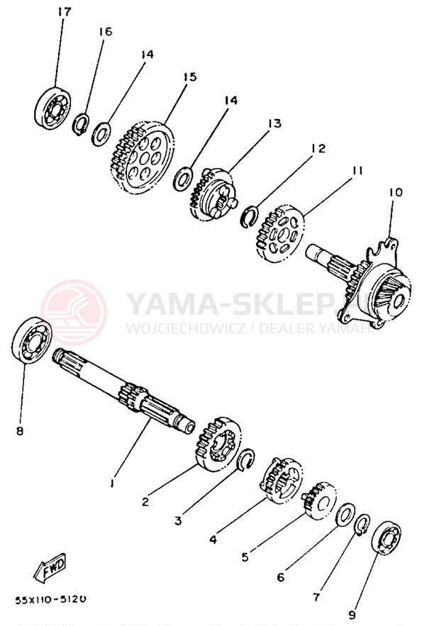 Schemat "Skrzynia biegów " do Yamaha BADGER YFM80T
