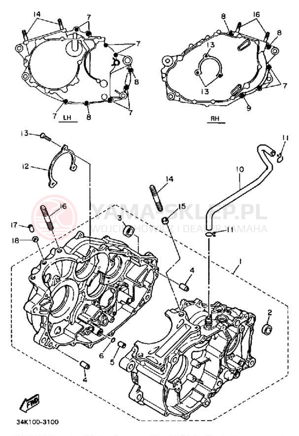 Schemat "Obudowa silnika" do Yamaha XT600TC/XT600T