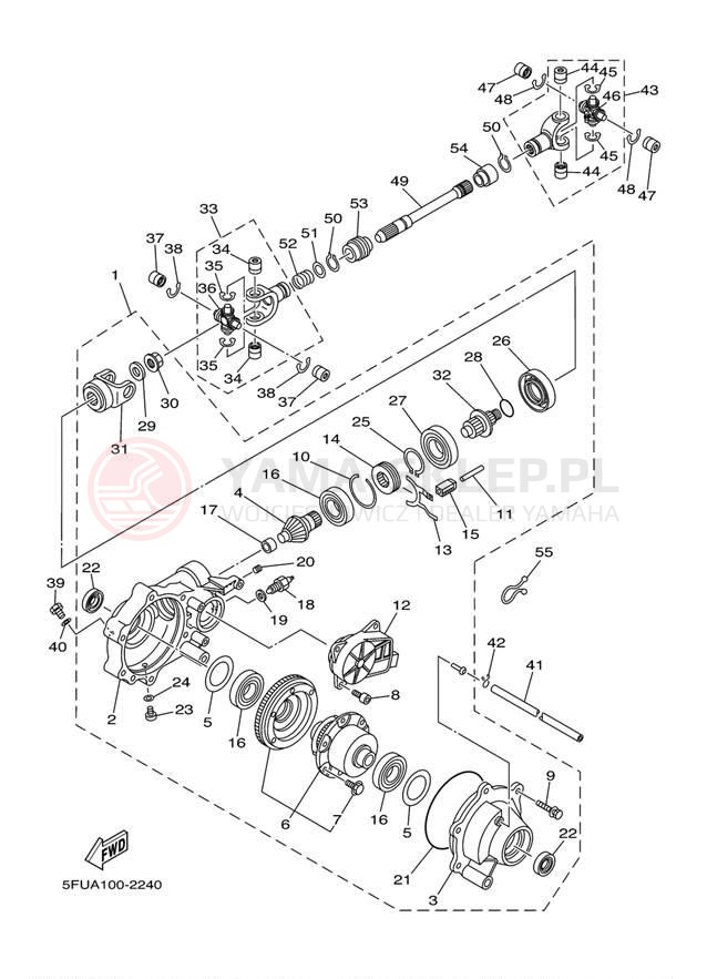 Schemat "Wał napędowy przód" do Yamaha BIG BEAR 400 4WD YFM40FV