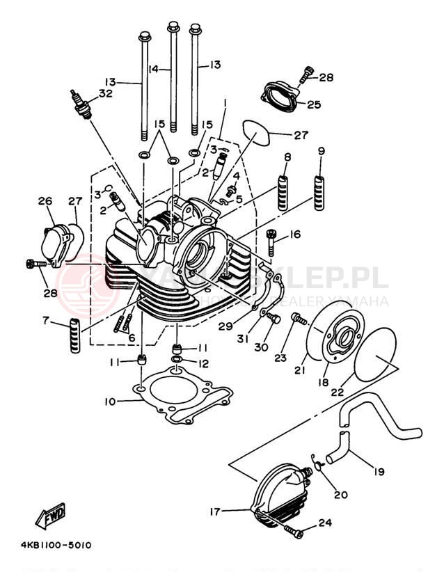 Schemat "głowica" do Yamaha WOLVERINE YFM35FXK