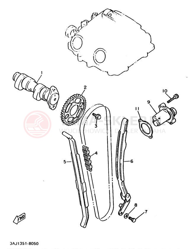 Schemat "Rozrząd - łańcuszek" do Yamaha XT600EAC/XT600EA