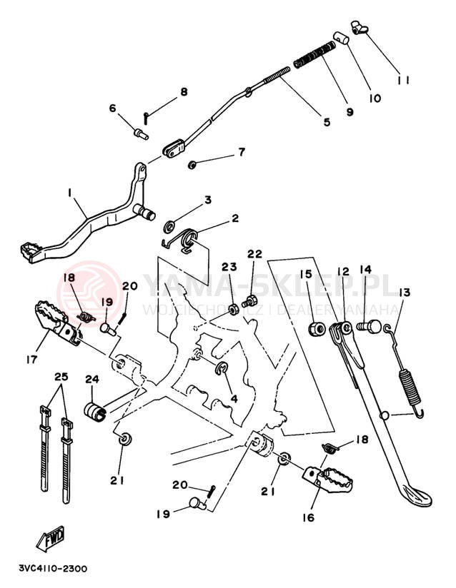 Schemat "Stopka postojowa i podnóżki" do Yamaha RT180J