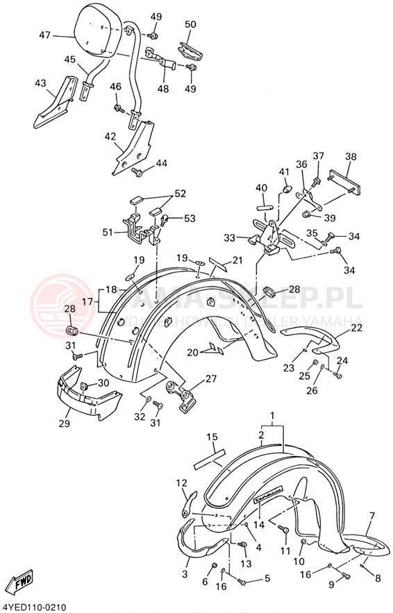 Schemat "błotnik" do Yamaha XVZ13LTN/XVZ13LTNC
