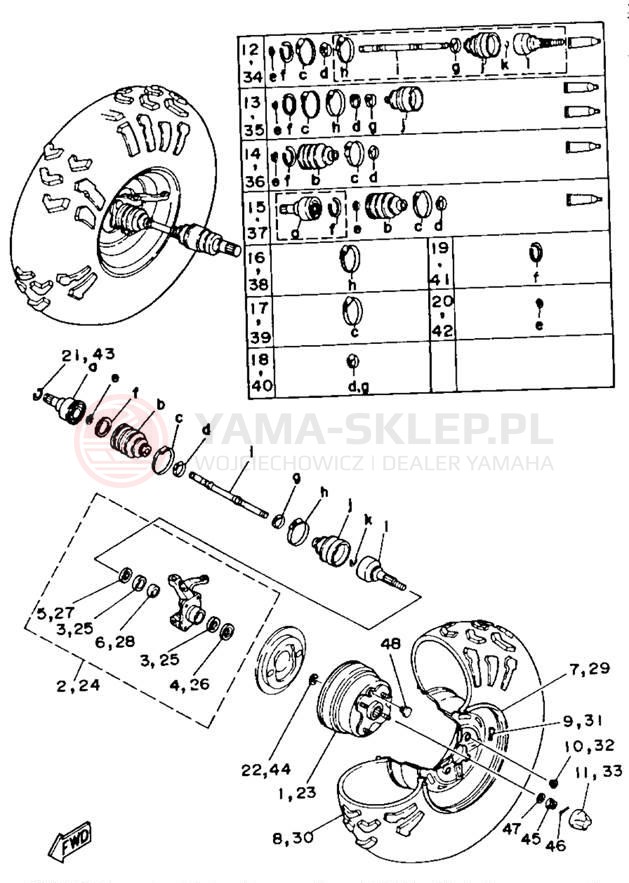 Schemat "Koło przód" do Yamaha BIG BEAR 4WD YFM350FWB