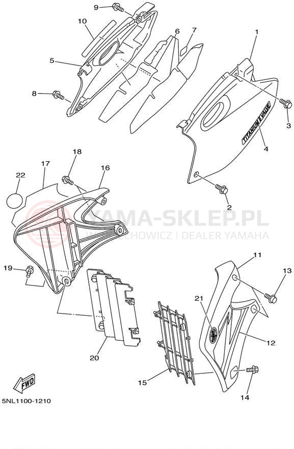 Schemat "Pokrywa boczna" do Yamaha YZ250F YZ250FN