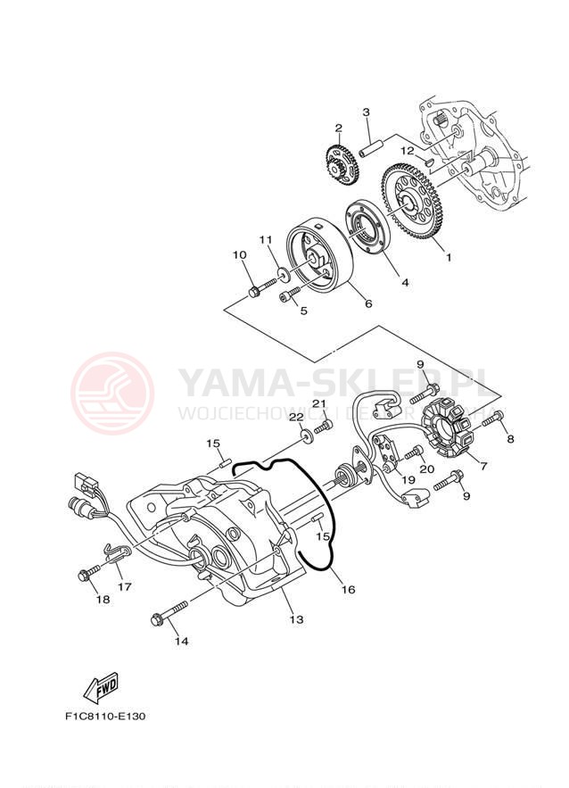 Schemat "prądnica" do Yamaha SX230 SRT1000AE