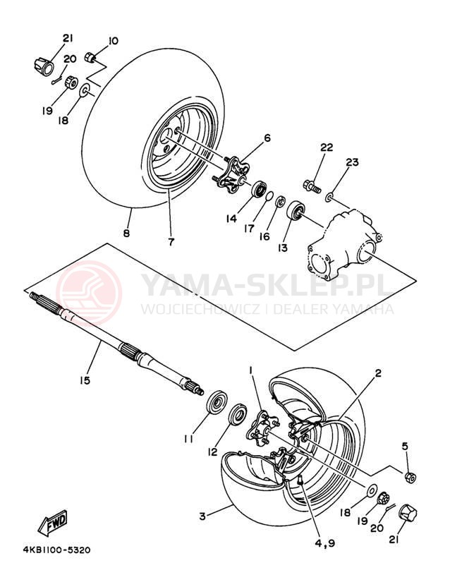 Schemat "Koło tył" do Yamaha WOLVERIINE YFM35FXJ_M