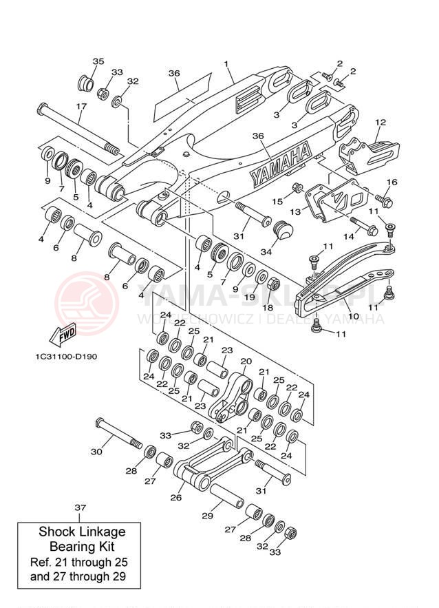 Schemat "wahacz" do Yamaha YZ125 YZ125T1