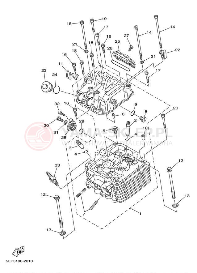 Schemat "głowica" do Yamaha 660R RAPTOR YFM660RT