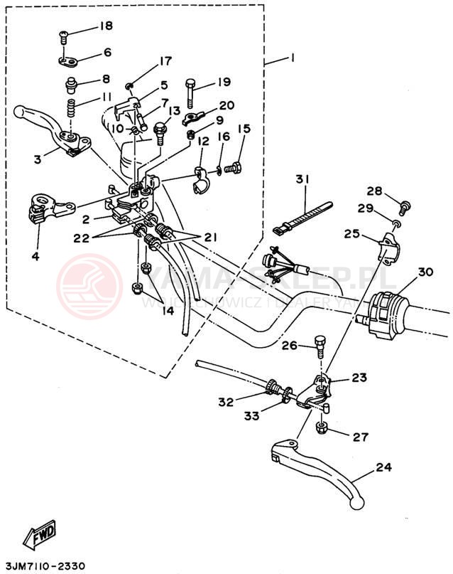 Schemat "Kierownica i osprzęt" do Yamaha BLASTER YFS200G_MN