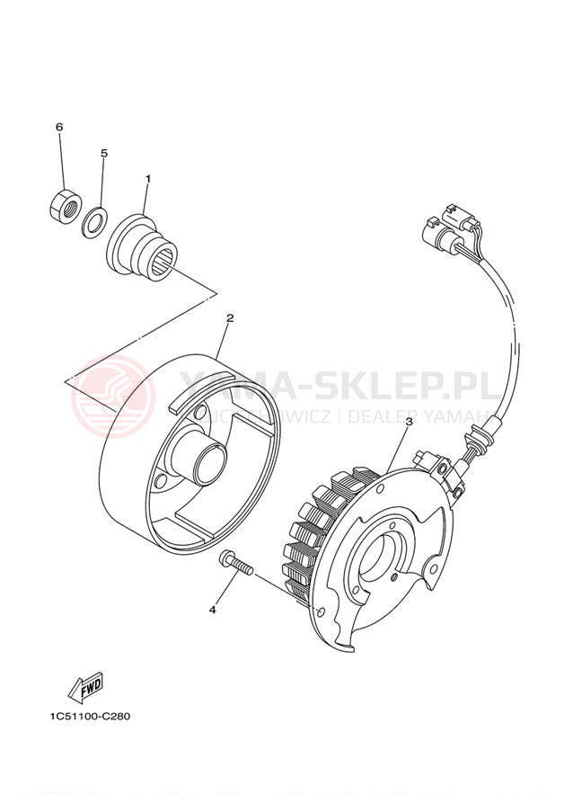 Schemat "prądnica" do Yamaha GRIZZLY 125 YFM125S