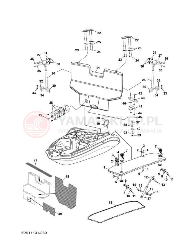 Schemat "DECK HATCH" do Yamaha SX210 LAT1100BM
