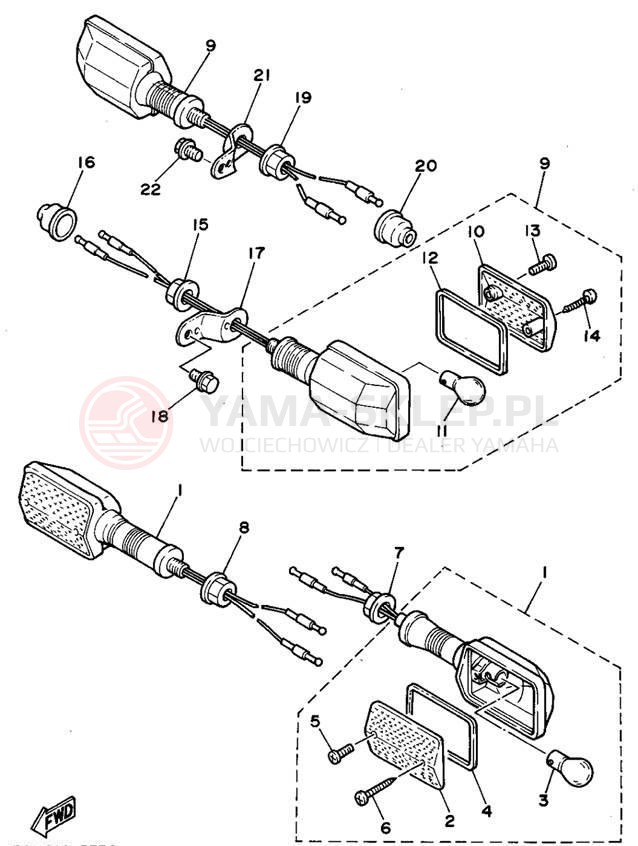 Schemat "kierunkowskazy" do Yamaha XT350F/XT350FC