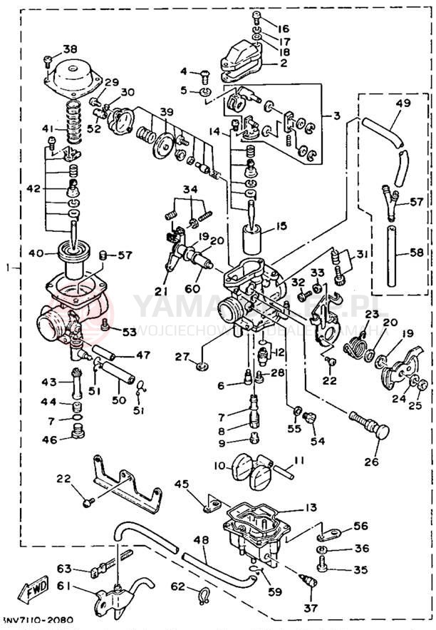 Schemat "Gaźnik" do Yamaha XT350D/XT350DC