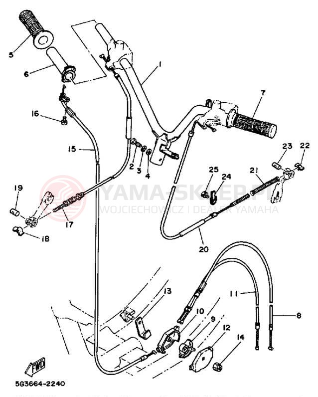 Schemat "Kierownica i osprzęt" do Yamaha RIVA 80 CV80T