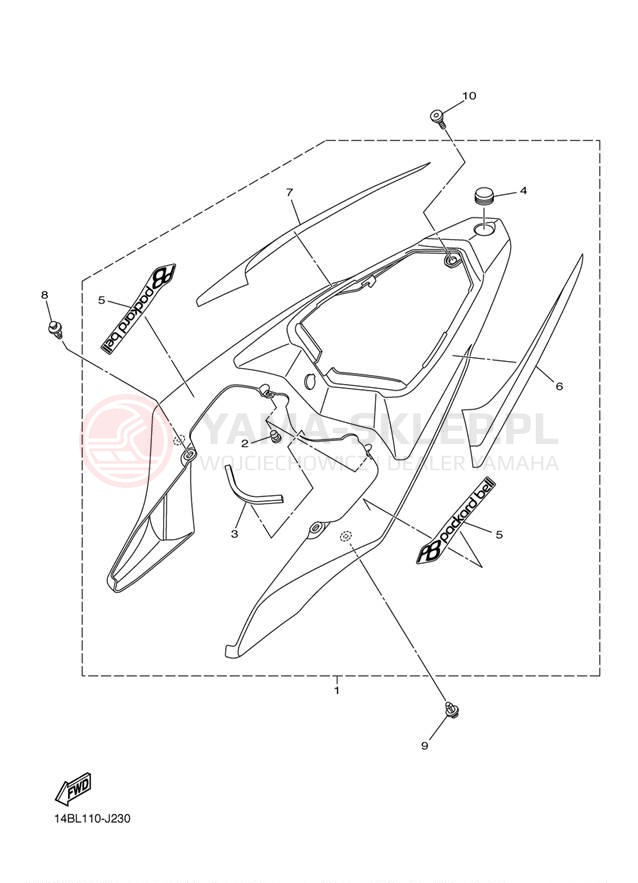 Schemat "Pokrywa boczna" do Yamaha YZFR1 LE YZFR1LEZ/YZFR1LEZC