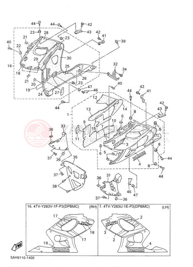 Schemat "elementy nadwozia" do Yamaha YZF600R YZF600RN/YZF600RNC