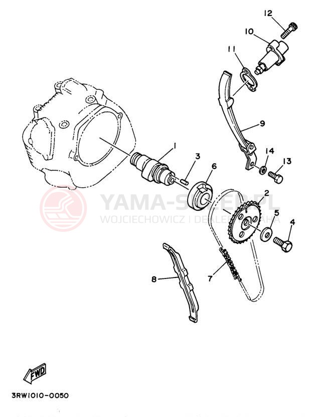 Schemat "Rozrząd - łańcuszek" do Yamaha SEROW XT225J/XT225JC