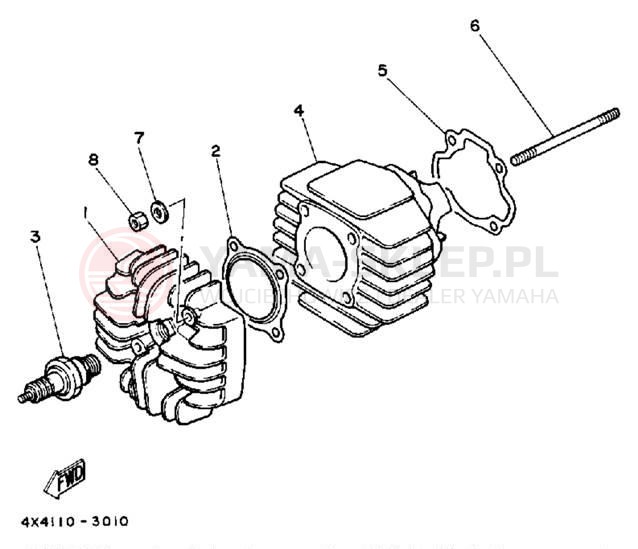 Schemat "cylinder" do Yamaha Y-ZINGER PW50N