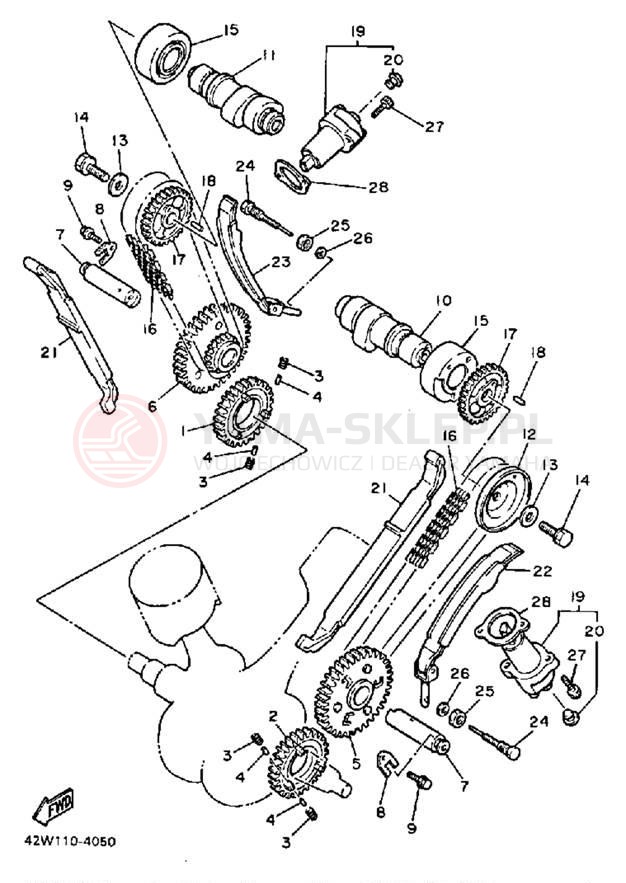 Schemat "Rozrząd - łańcuszek" do Yamaha VIRAGO 700 XV700NC/XV700N