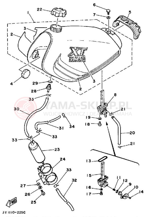 Schemat "zbiornik paliwa" do Yamaha XT250K/XT250KC