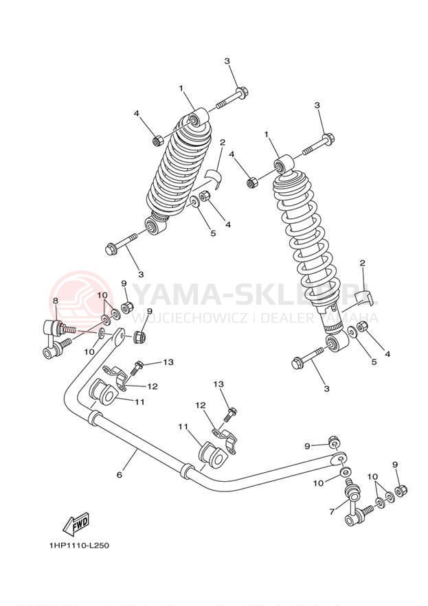 Schemat "zawieszenie tył" do Yamaha GRIZZLY 700 EPS 4WD YFM7FGPBL