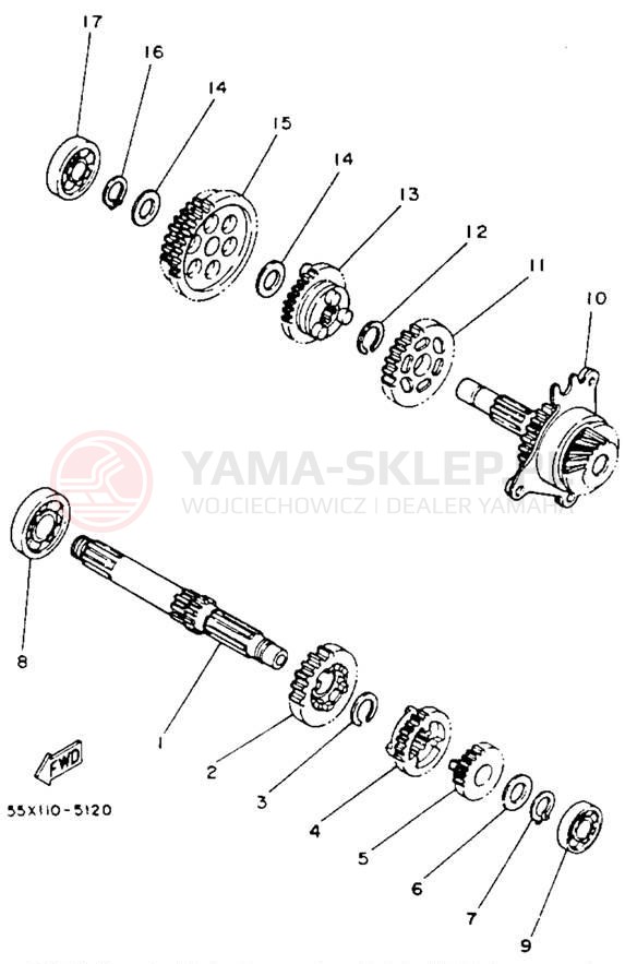 Schemat "Skrzynia biegów " do Yamaha CHAMP YFM100T