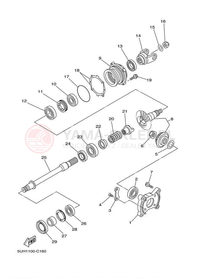 Schemat "Przeniesienie napędu" do Yamaha BRUIN 350 4X4 YFM35FAT