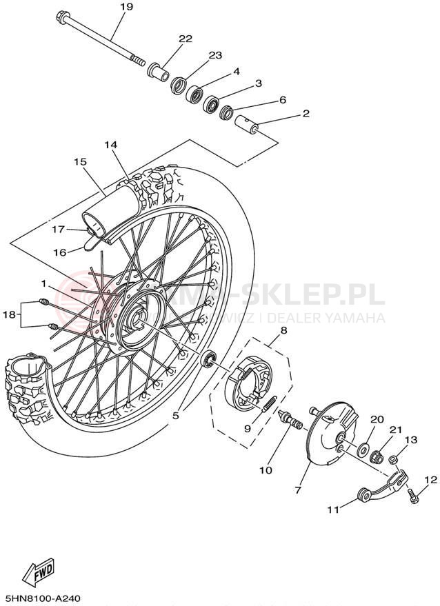 Schemat "Koło przód" do Yamaha TTR90 TTR90P
