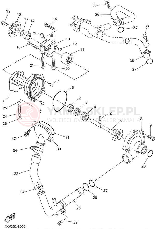 Schemat "Pompa wody" do Yamaha YZFR1 YZFR1SN/YZFR1SNC