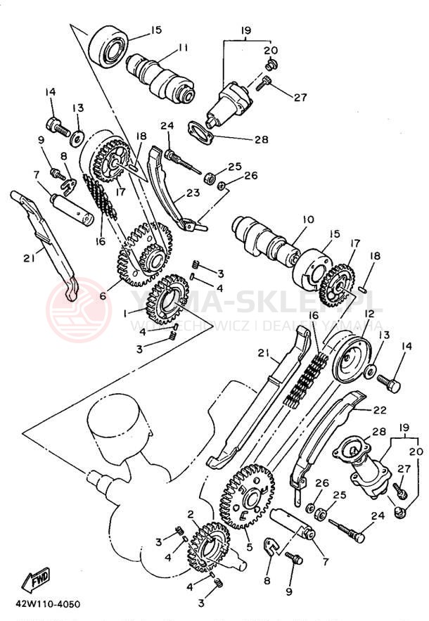 Schemat "Rozrząd - łańcuszek" do Yamaha VIRAGO 1100 XV1100G/XV1100GC