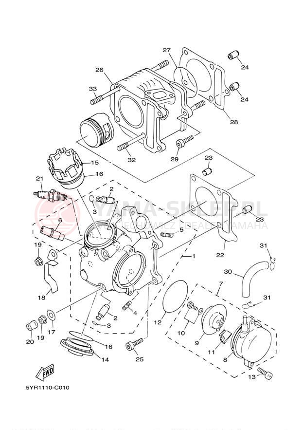 Schemat "głowica" do Yamaha VINO 125 YJ125W