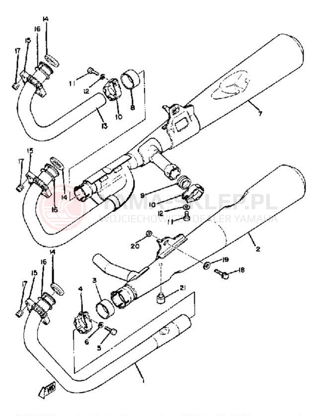 Schemat "Wydech końcowy" do Yamaha XS850G