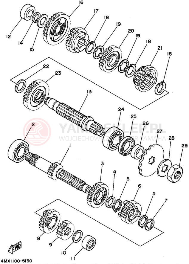 Schemat "Skrzynia biegów " do Yamaha YZ250G1
