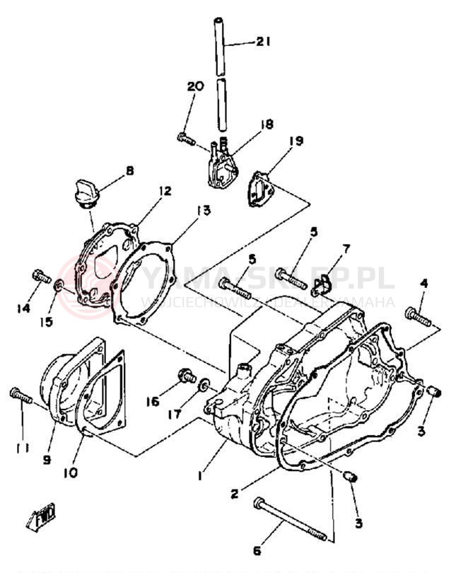 Schemat "Pokrywa silnika" do Yamaha YT125H
