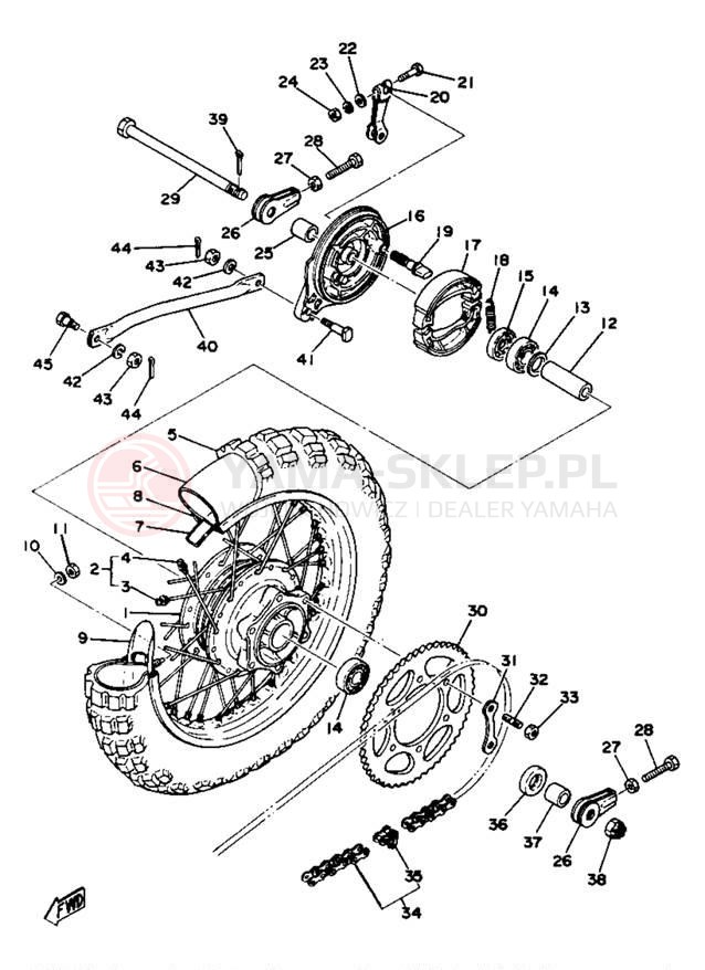 Schemat "Koło tył" do Yamaha YZ80F
