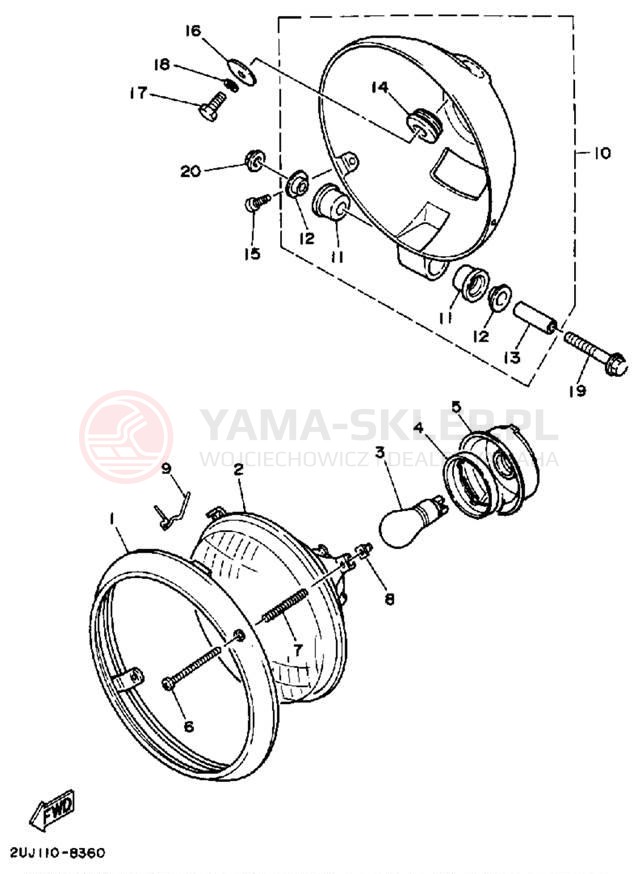 Schemat "Lampa przód" do Yamaha ROUTE 66 XV250WC/XV250W