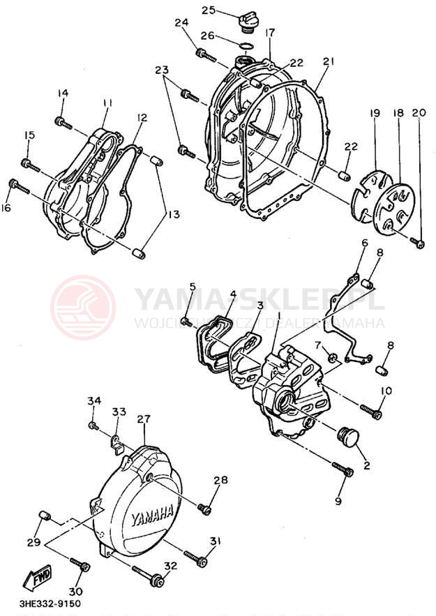 Schemat "Pokrywa silnika" do Yamaha FZR600RF