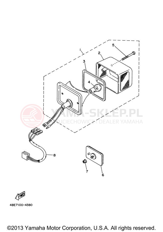 Schemat "lampa tył" do Yamaha XT225 XT225V/XT225VC