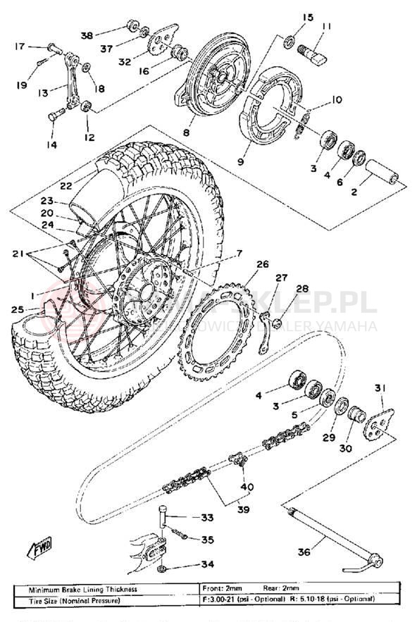 Schemat "Koło tył" do Yamaha IT250G