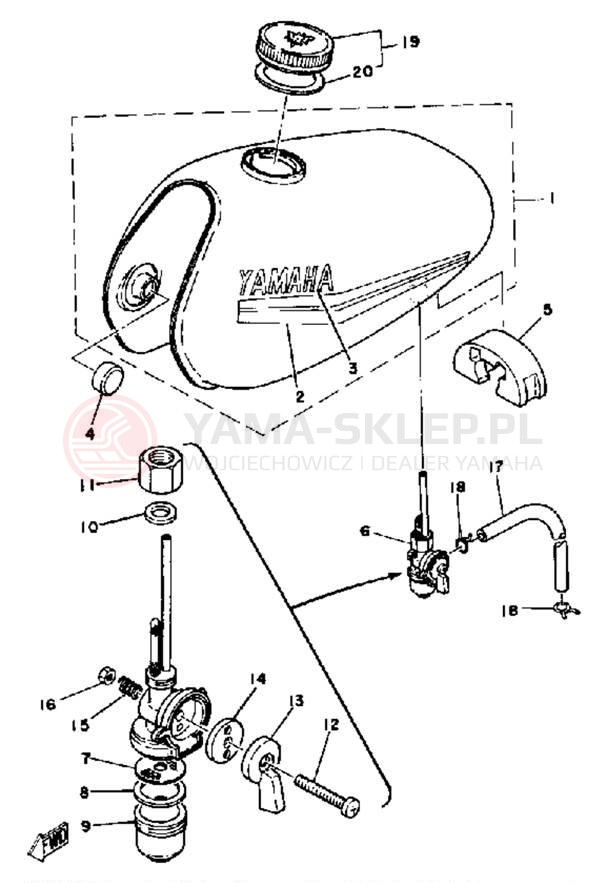 Schemat "zbiornik paliwa" do Yamaha DT80H