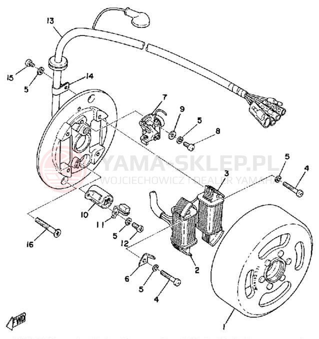 Schemat "Układ zapłonowy" do Yamaha RS100B