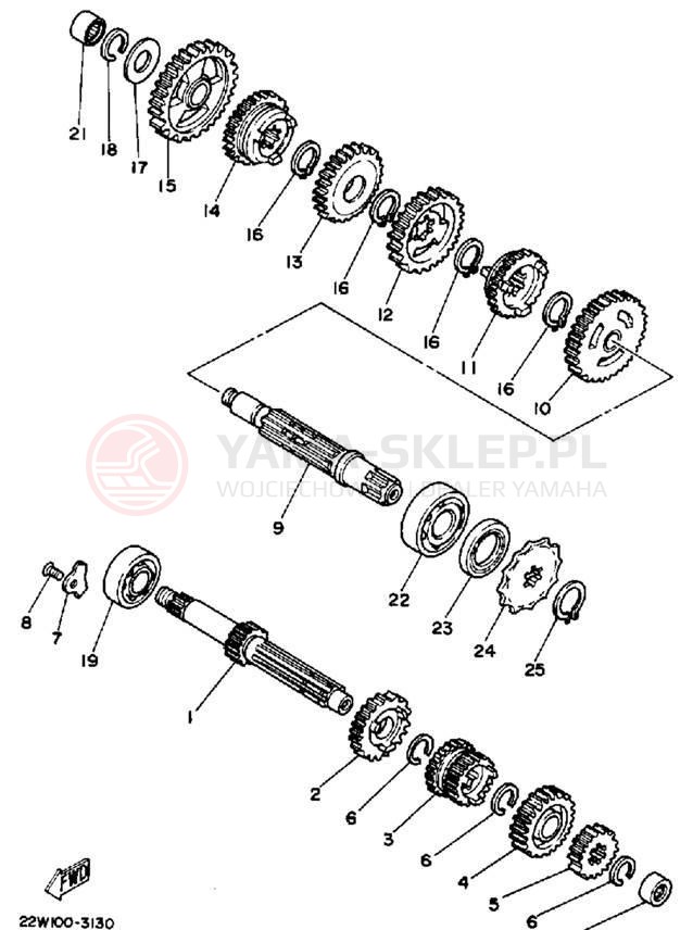 Schemat "Skrzynia biegów " do Yamaha YZ80A