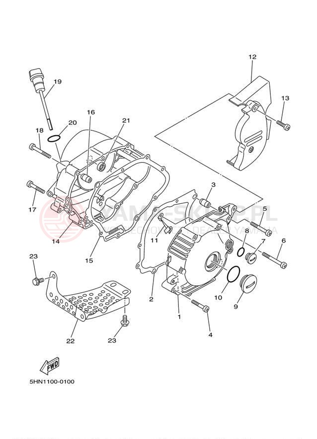 Schemat "Pokrywa silnika" do Yamaha TTR90 TTR90N