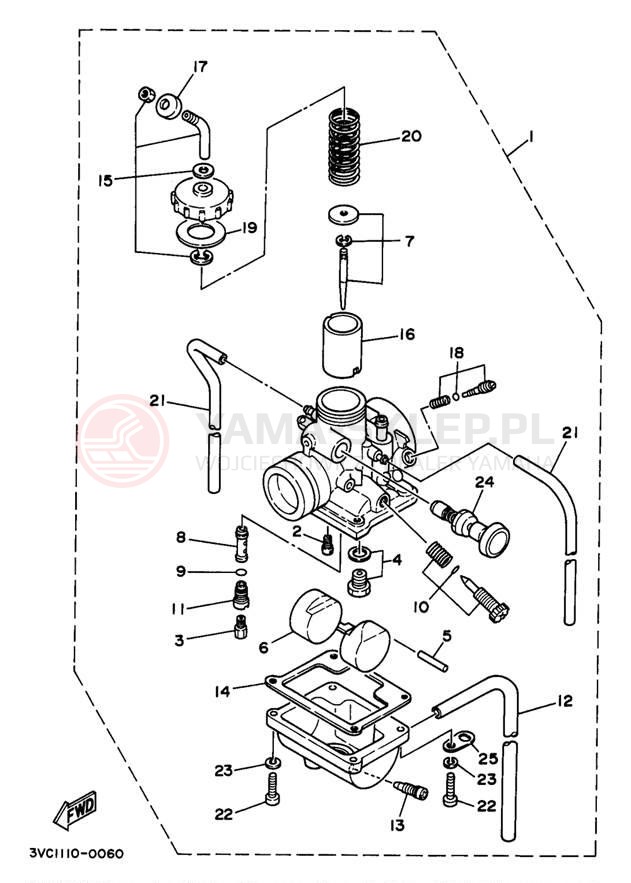 Schemat "Gaźnik" do Yamaha RT180J