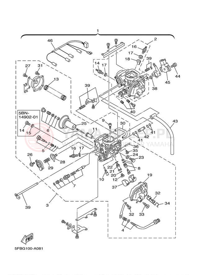 Schemat "Gaźnik" do Yamaha V-STAR CUSTOM XVS650RC/XVS650R