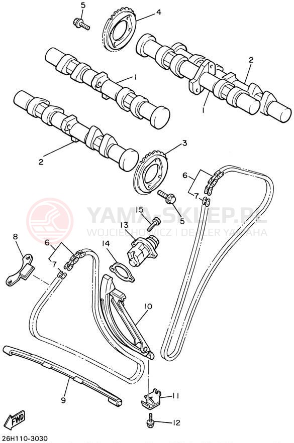 Schemat "Rozrząd - łańcuszek" do Yamaha XVZ13LTLC/XVZ13LTL