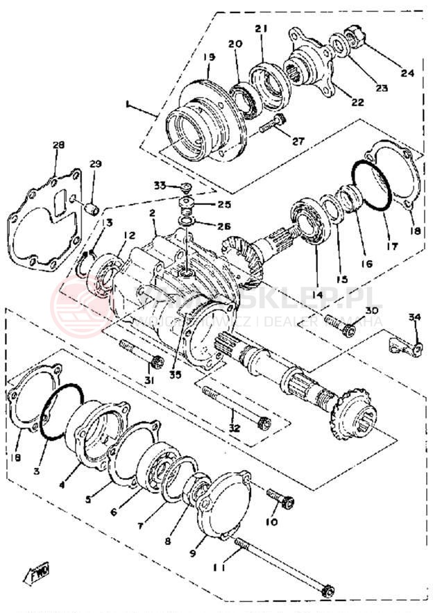 Schemat "Przeniesienie napędu" do Yamaha XS750SF